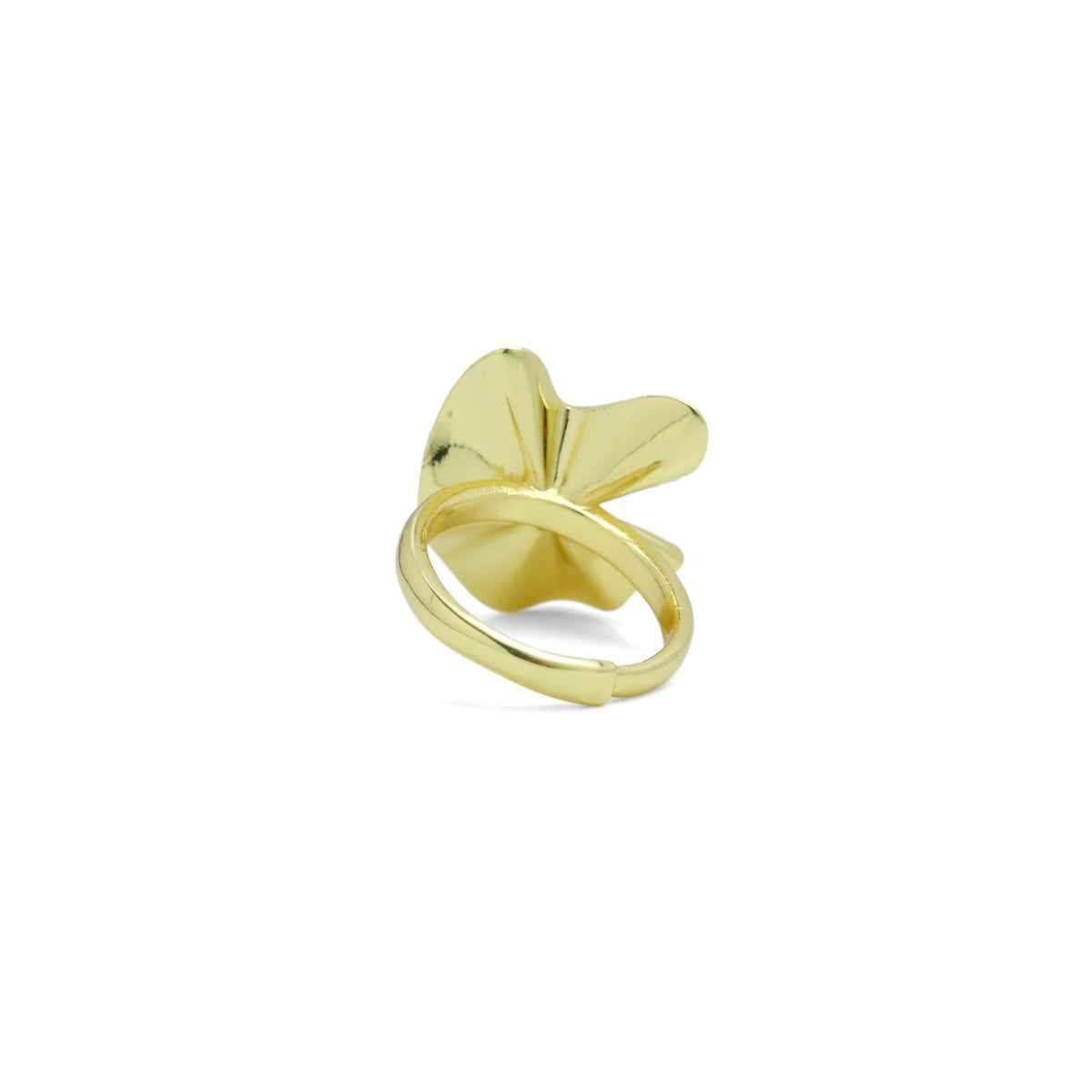 Silver Gold Folded Lotus Leaf flower Statement Adjustable Ring, Sku#A293