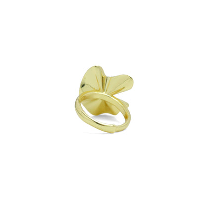 Silver Gold Folded Lotus Leaf flower Statement Adjustable Ring, Sku#A293