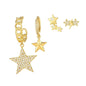 Multi Sets of Chic Star&Moon Earrings, 3-6pcs, 18k Gold Plated Stud Drop Hoop Huggie Cuff Chain, S925 Needle