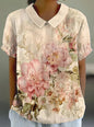 Stylish Digital-print Lapel Short-sleeve Shirt