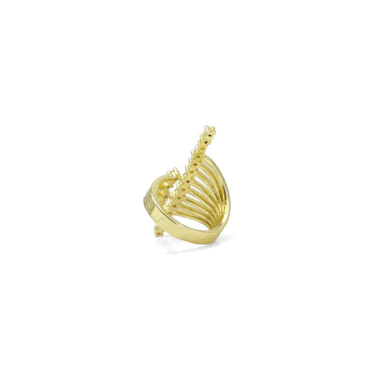 Gold Silver CZ Gold Long Bar Wrap Ring, Sku#A140