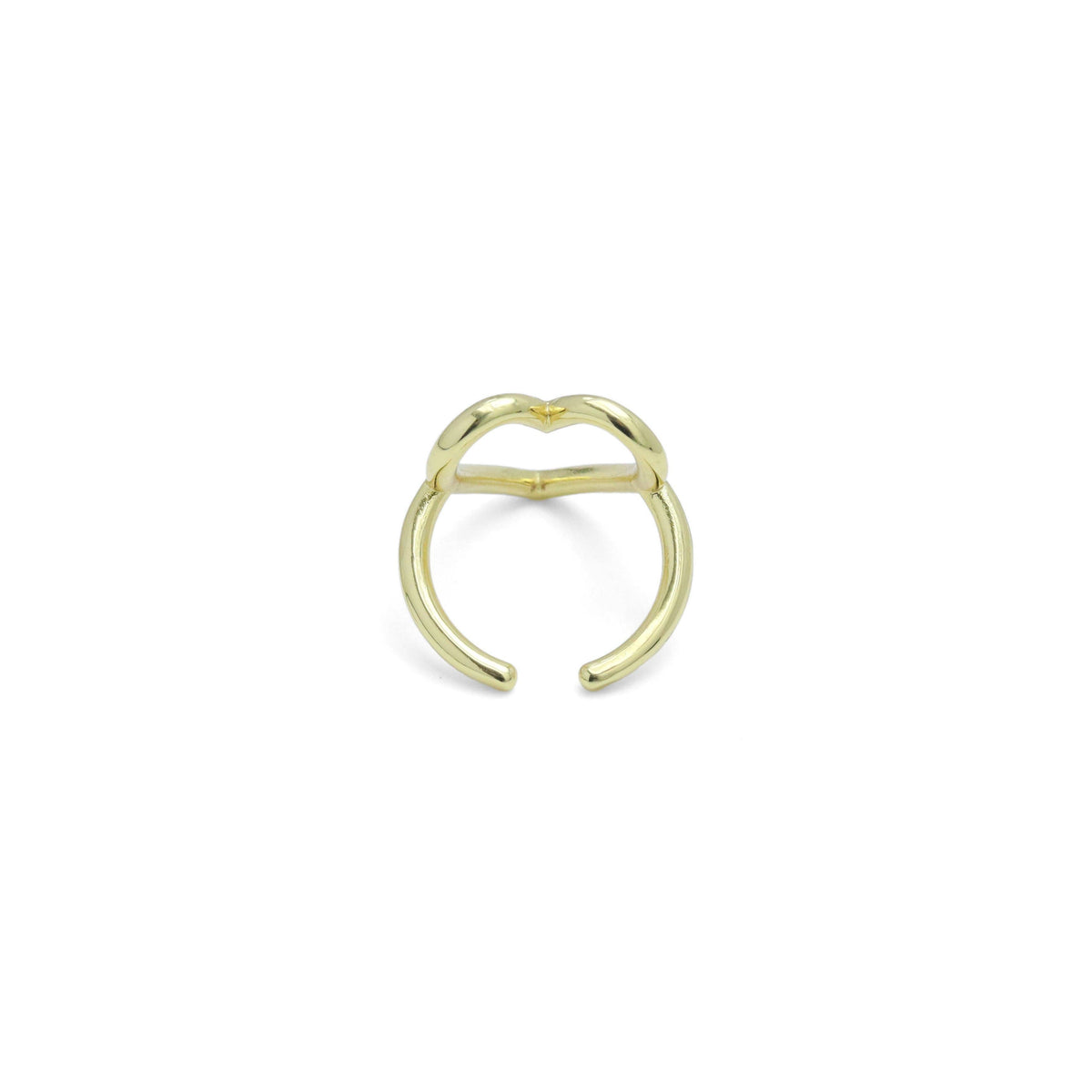 Plain Gold Silver Frame Heart Adjustable Ring, Sku#A378