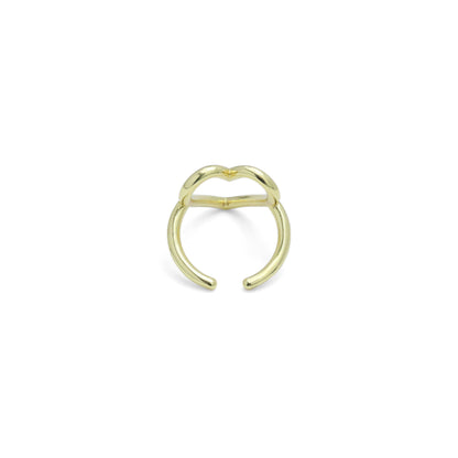 Plain Gold Silver Frame Heart Adjustable Ring, Sku#A378
