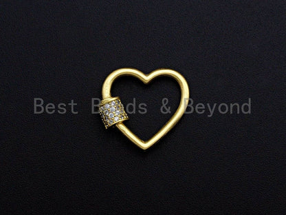 Clear CZ Micro pave Heart Shape Clasp, CZ Pave Heart Clasp,