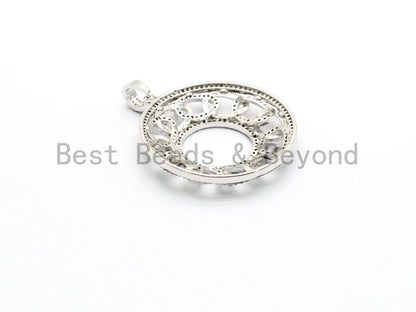 CZ Micro Pave Large Filigree Donut Ring Pendant, CZ Pave Pen