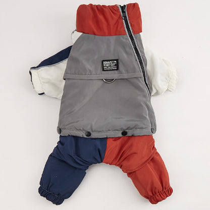 Pet Winter Color Matching Cotton-padded Clothes Dog Medium Large Dog Warm And Comfortable