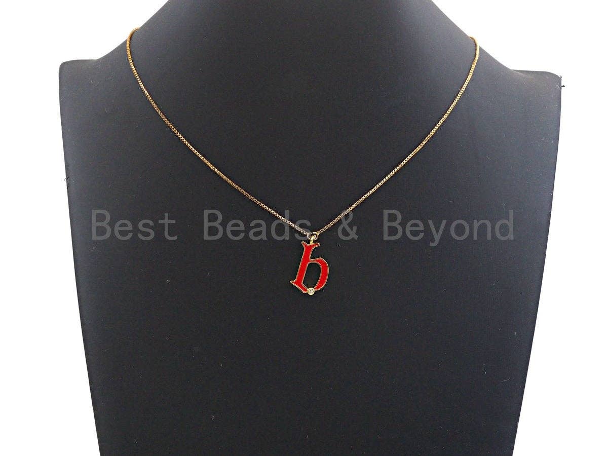 Enamel pave alphabet letter, Alphabet Charms, Initial Alphabet Letters, Custom Naming Pendants, Initial Letter b Pendant,13x23mm,sku#B124