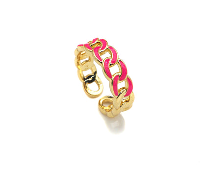 Colorful Enamel Cuban Link Chain Ring, sku#X189
