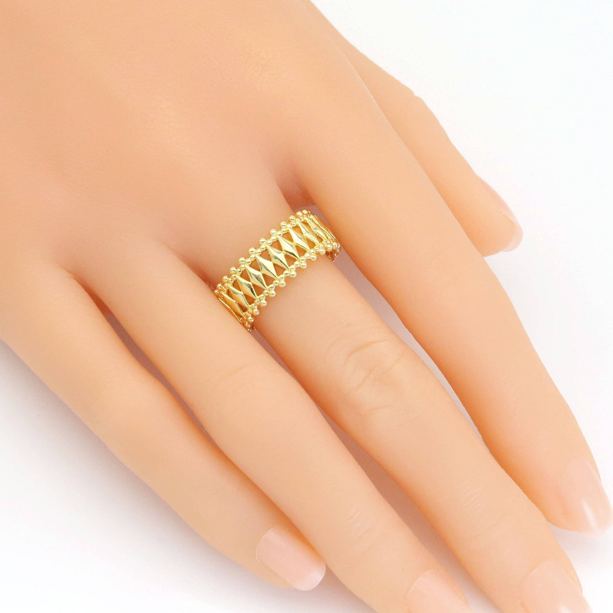 Gold Silver Rhombus Diamond Band Ring, Sku#A158