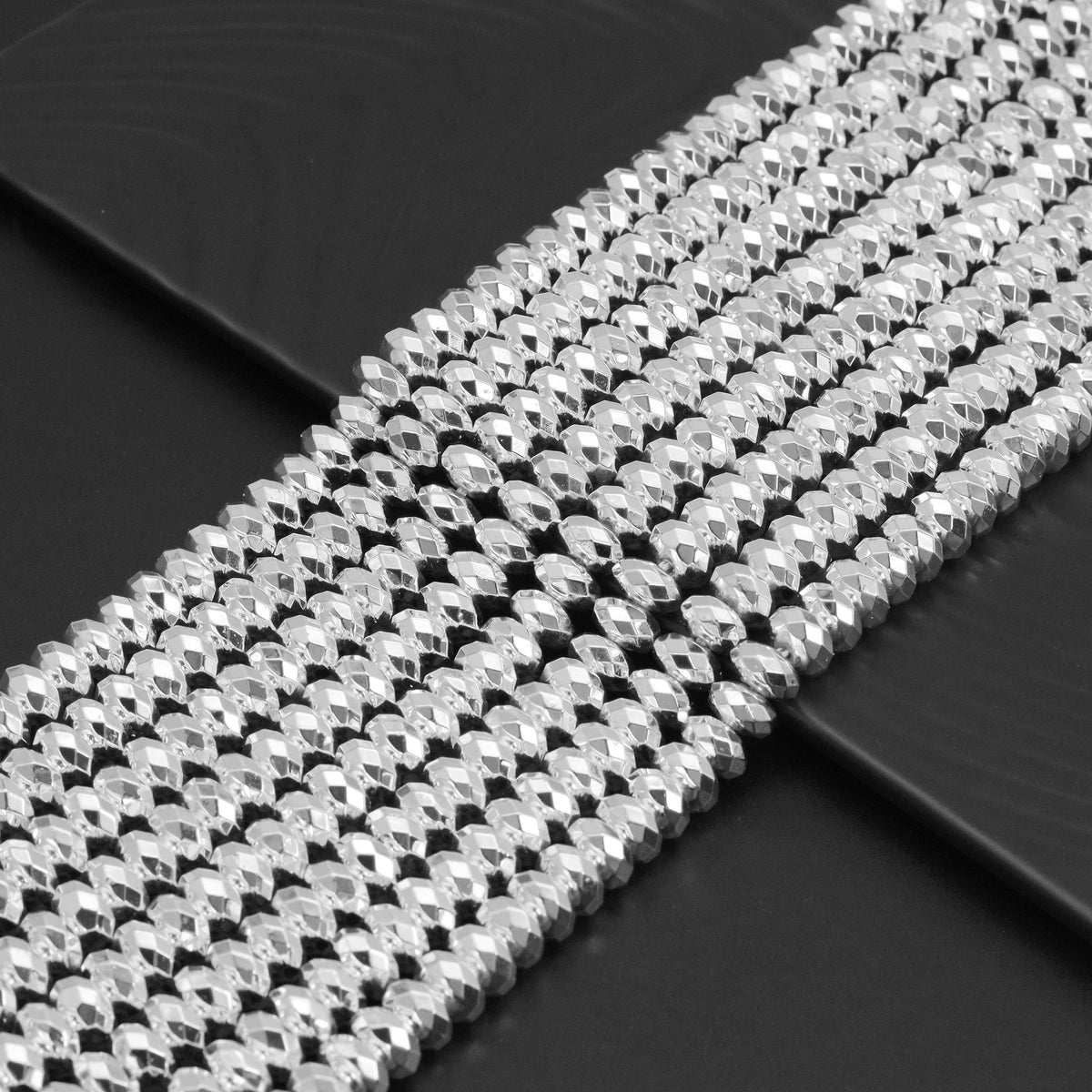 Bright Silver Hematite-2x3/2x4/3x6/3x8/6x10mm Rondelle Smooth /Faceted , SKU#S3