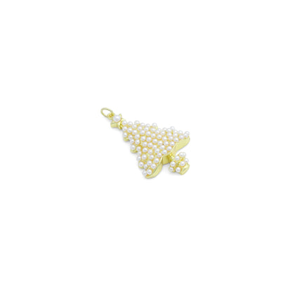 White Pearl Christmas Trees Charm Pendant,Sku#A480