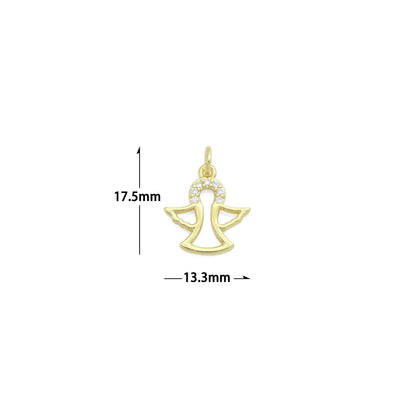 Clear CZ Gold Angel Charm Pendant,Sku#LD727