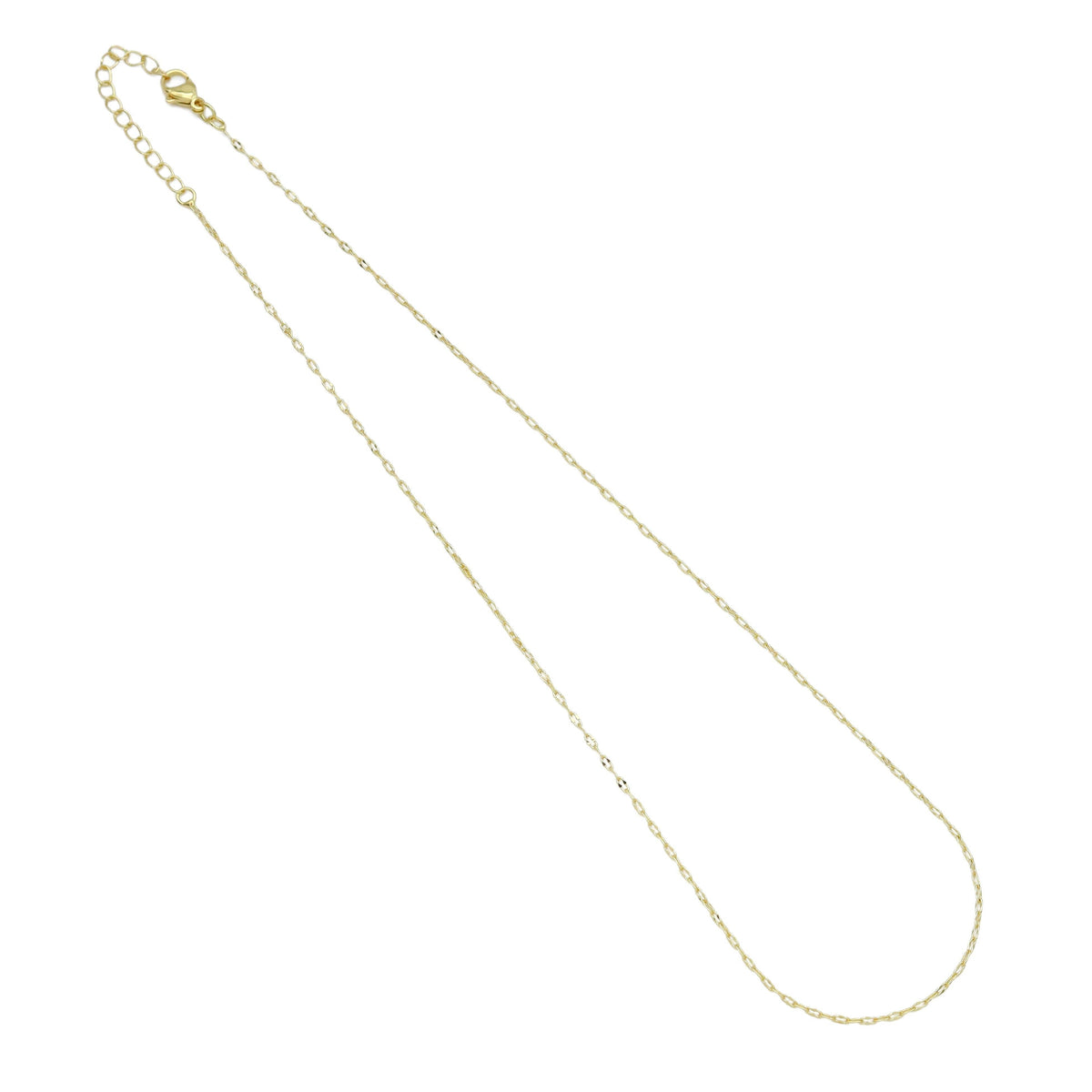 Gold Flat Oval Link Chain Necklace, Sku#LD591c