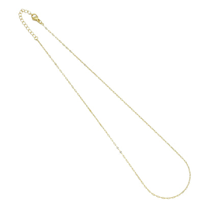 Gold Flat Oval Link Chain Necklace, Sku#LD591c