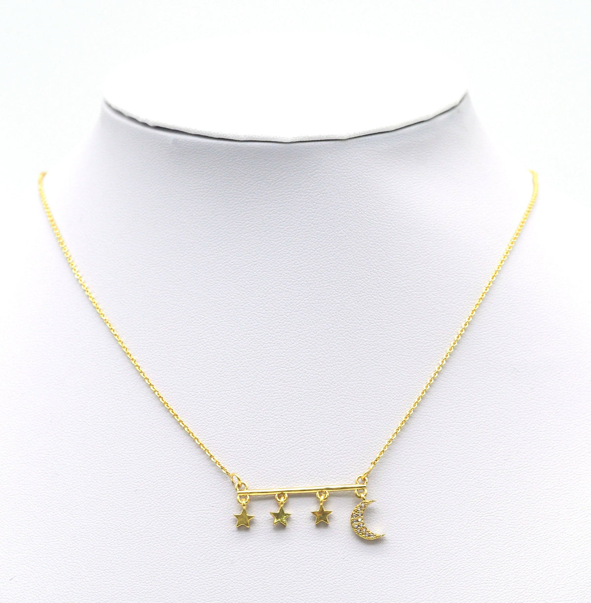 CZ Crescent Moon Star Connector Charm, Sku#L665