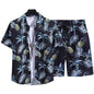 Floral Shirt Set Short Sleeves Retro All-over Floral Print Trendy