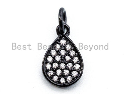 CZ Micro Pave Teardrop Pendant/Charm, Clear Cubic Zirconia Drop Dangle Pave Charm, 8x12mm, sku# F342C