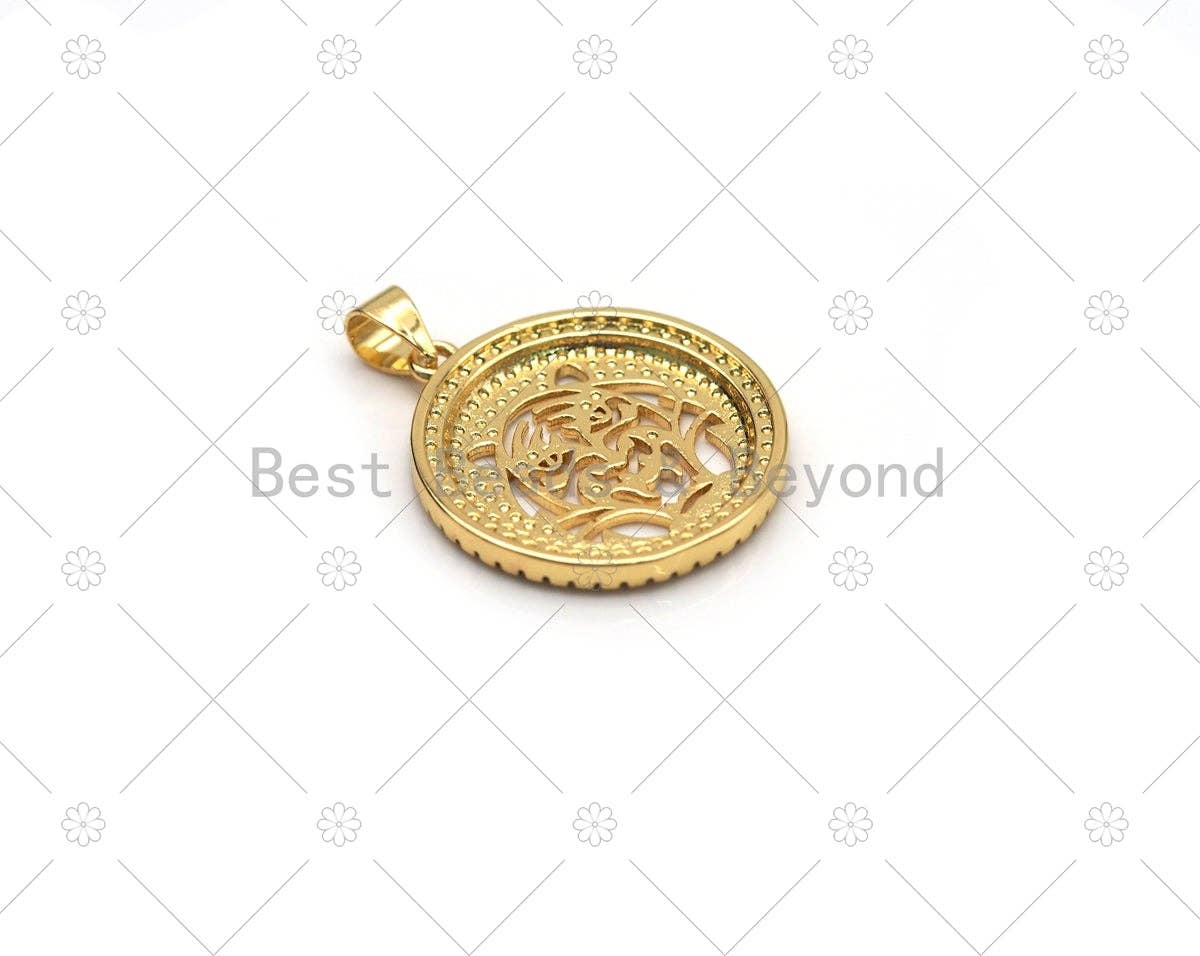 CZ Hollow Out Leopard/Tiger Head Charm, Sku#LK572