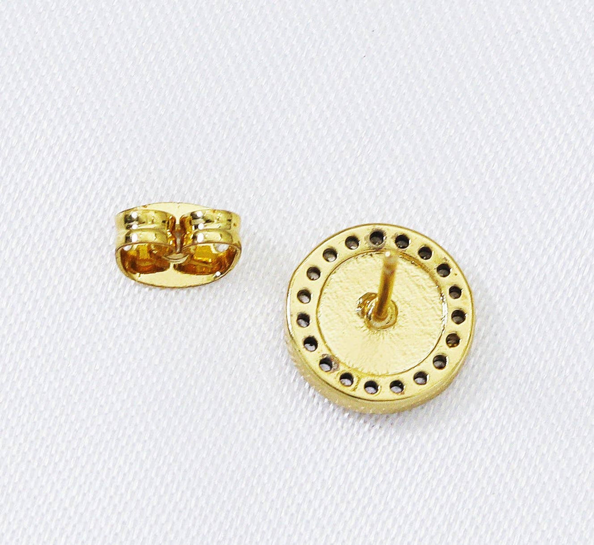 CZ Enamel Round Evil Eye Stud Earrings, Sku#LD273