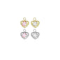 Gold Silver Rectangle Clear Pink CZ Heart Shape Charm, Sku#A165