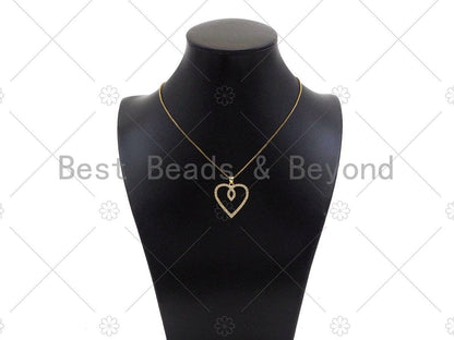 Gold Filled CZ Micro Pave Double Heart Shape Pendant, 18K Gold Filled Charm, Necklace Bracelet Charm Pendant,25x27mm,Sku#LD95