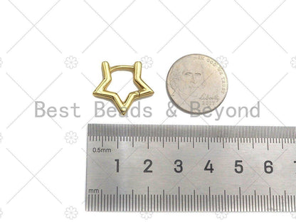 Gold Five Point Star Huggie Earring, Sku#LD61