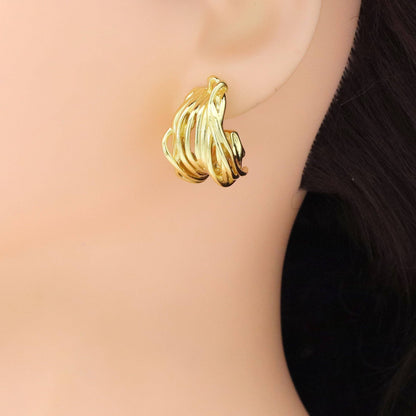 Gold Multi Wire Lines Earrings, Sku#LD565