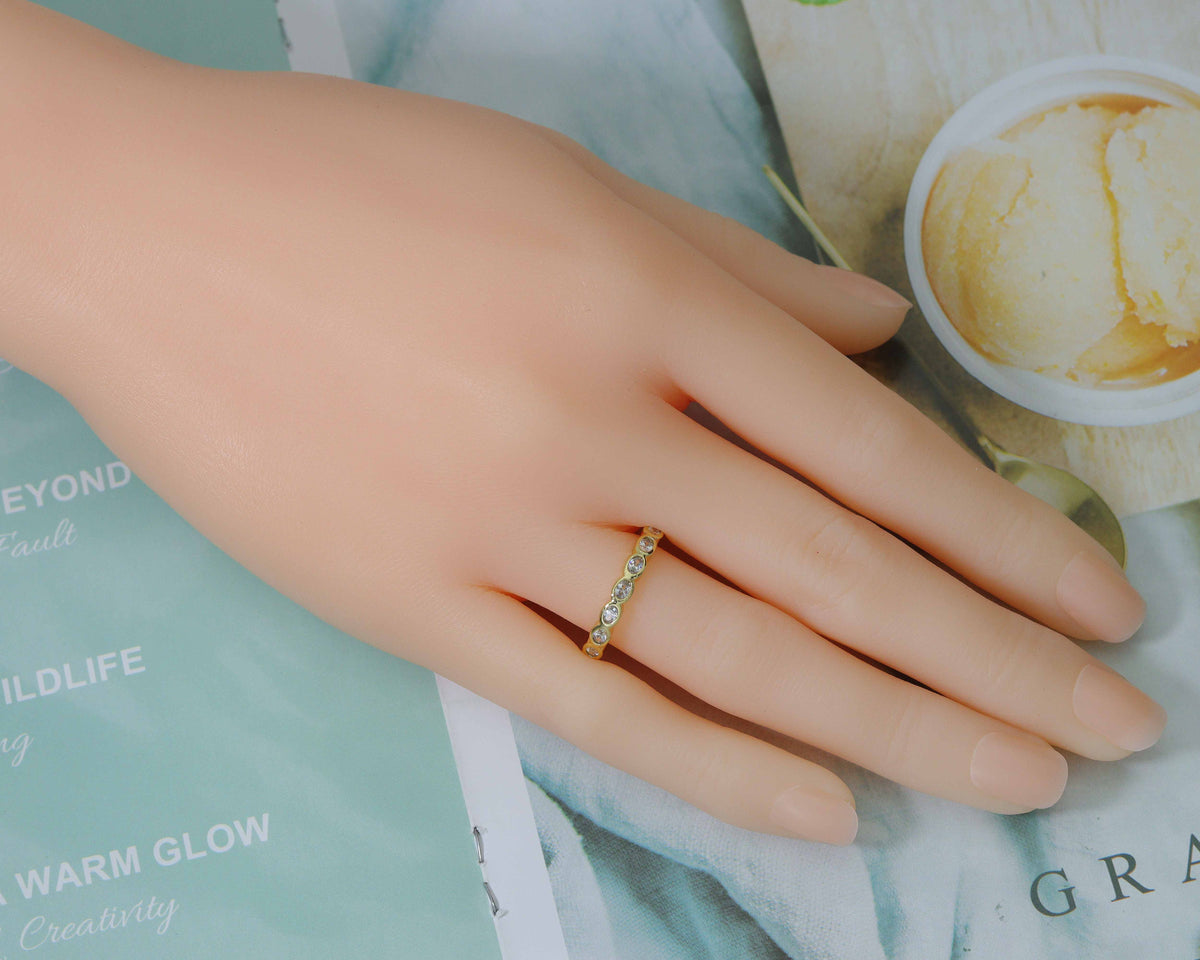 Oval CZ Link Adjustable Ring, Sku#LD217