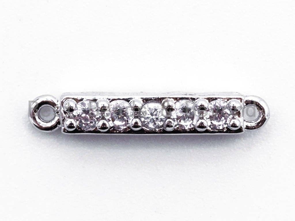 CZ Clear Micro Pave Small Bar Shaped Connector for Bracelet/Necklace, Cubic Zirconia Link Connector, 3x16mm, 1pc/2pcs, sku#A64