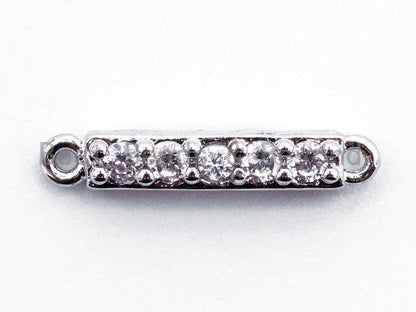 CZ Clear Micro Pave Small Bar Shaped Connector for Bracelet/Necklace, Cubic Zirconia Link Connector, 3x16mm, 1pc/2pcs, sku#A64
