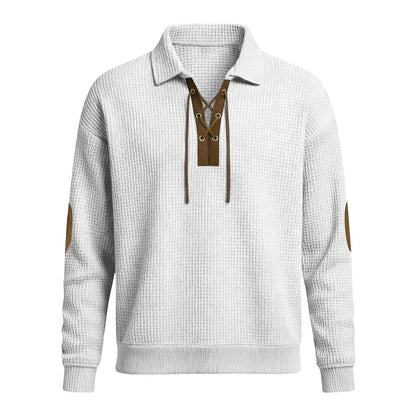 Mens Fashion Solid-Color Long-Sleeve Loose-Fit Sweatshirt