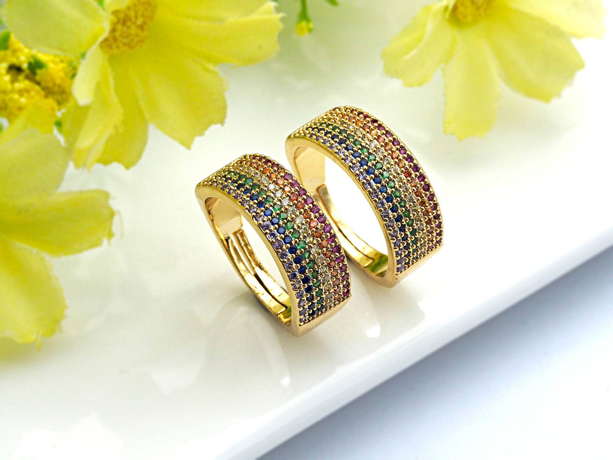 Colorful CZ Band Ring,Sku#X16