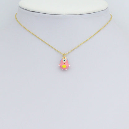 Pink Enamel Gold One eyed Monster Charm Pendant,Sku#LD710