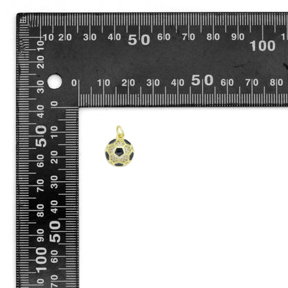 CZ Enamel Gold Soccer Ball Charm Pendant, Sku#LK1179