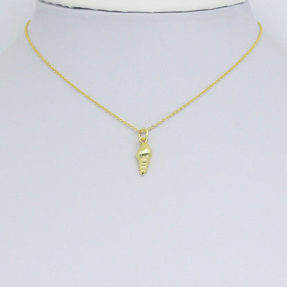 Plain Gold Sea Snail Shell Charm Pendant, Sku#LD686