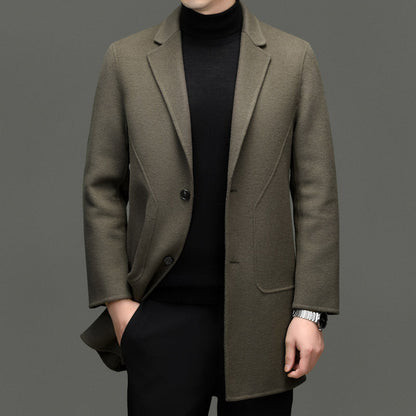 Men's Mid-Length Double-Faced Wool Coat
