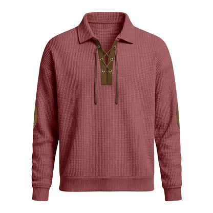 Mens Fashion Solid-Color Long-Sleeve Loose-Fit Sweatshirt