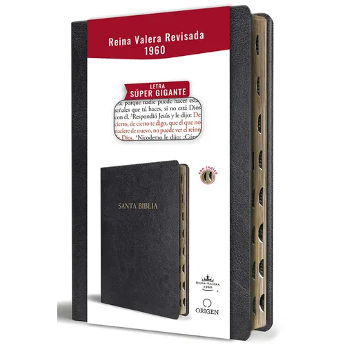 Biblia Reina Valera Revisada 1960 Letra Súper Gigante, Símil Piel Negro Con Índice / Spanish Bible Rvr 1960 Super Giant Print, Black Leathersoft W/ Th - Bonded Leather