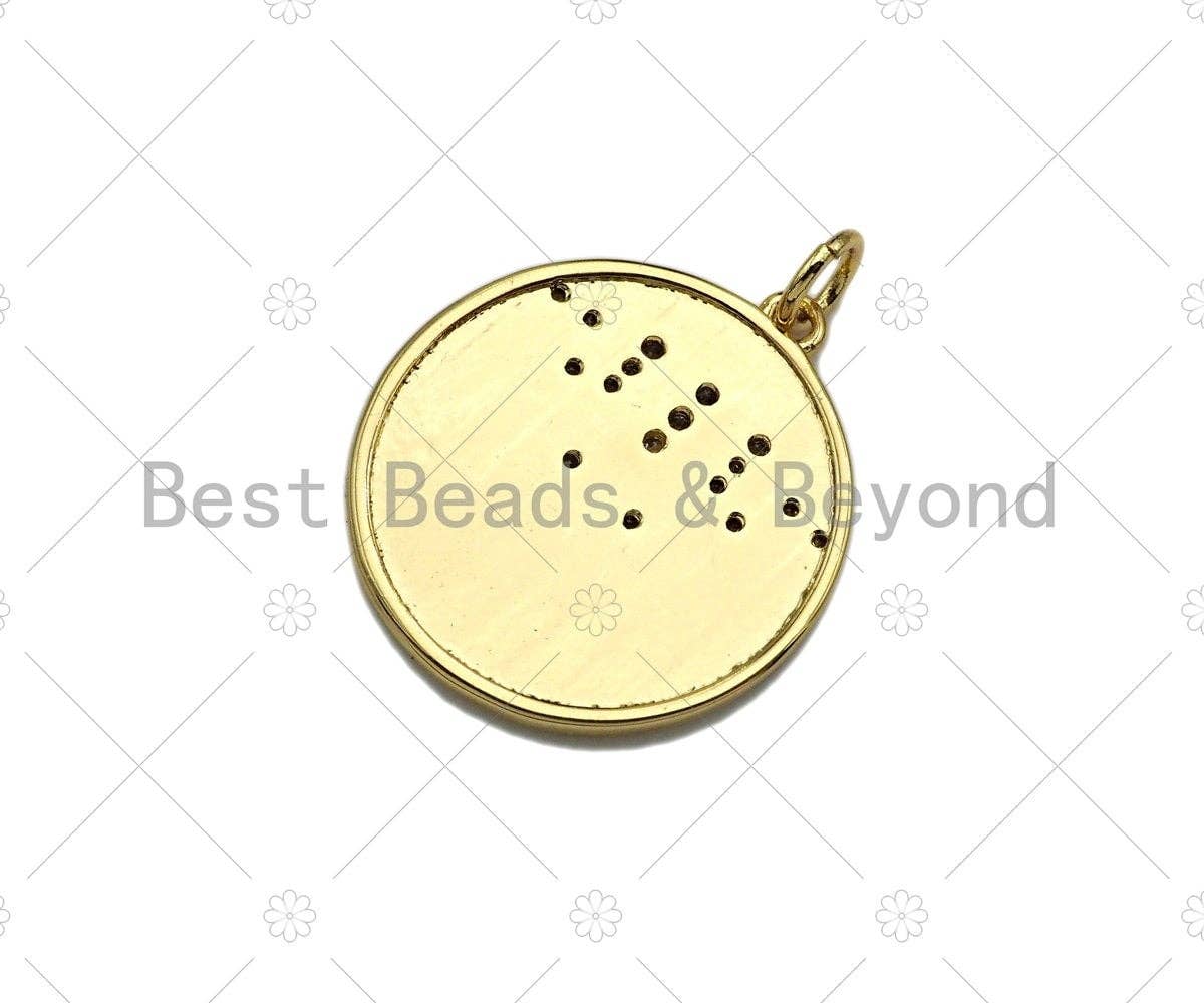 Colorful CZ Celebrition Star  Round Coin Pendant/Charm, Sku#L416