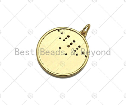 Colorful CZ Celebrition Star  Round Coin Pendant/Charm, Sku#L416