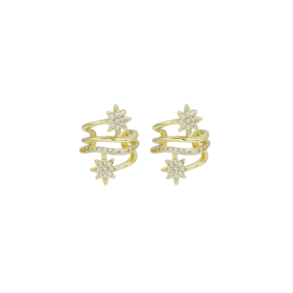 Clear CZ Star Flower wrapping ear cuff, Sku#LD558
