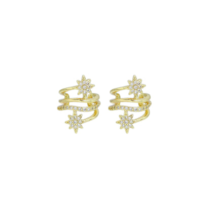 Clear CZ Star Flower wrapping ear cuff, Sku#LD558