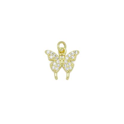 Cute CZ Gold Butterfly Charm Pendant, Sku#LK1062