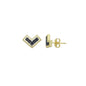 Black CZ Triangle Heart Stud Earrings, Sku#LK999