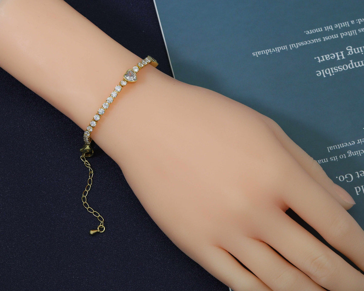 CZ Heart Bracelet, Sku#JL73