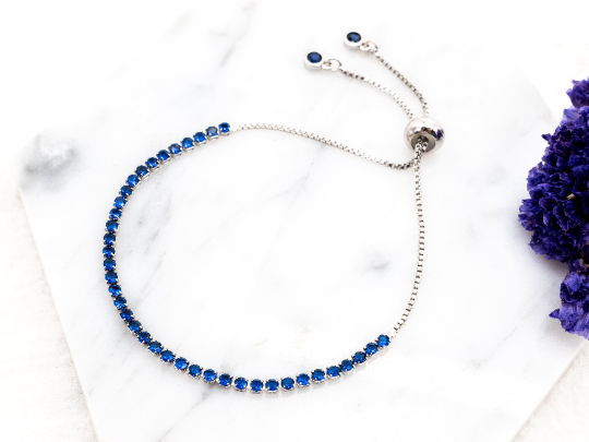 Dainty Cobalt Blue CZ Bracelet, p47