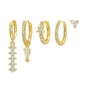 Stacking 5 Pieces Simple Clover Single-Row Serrated Ear Cuff Earring Set, 18k Gold-Plated  Teardrop Zircon Earrings, S925 Needle