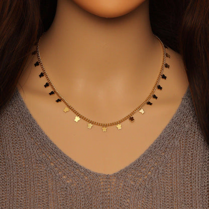 Gold Butterfly link chain Adjustable Necklace, Sku#LD473