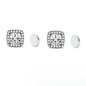 Magnetic CZ Square Halo Stud Earrings for Men Women, Non-Piercing Clip On Studs, Square Cubic Zirconia Stainless Steel
