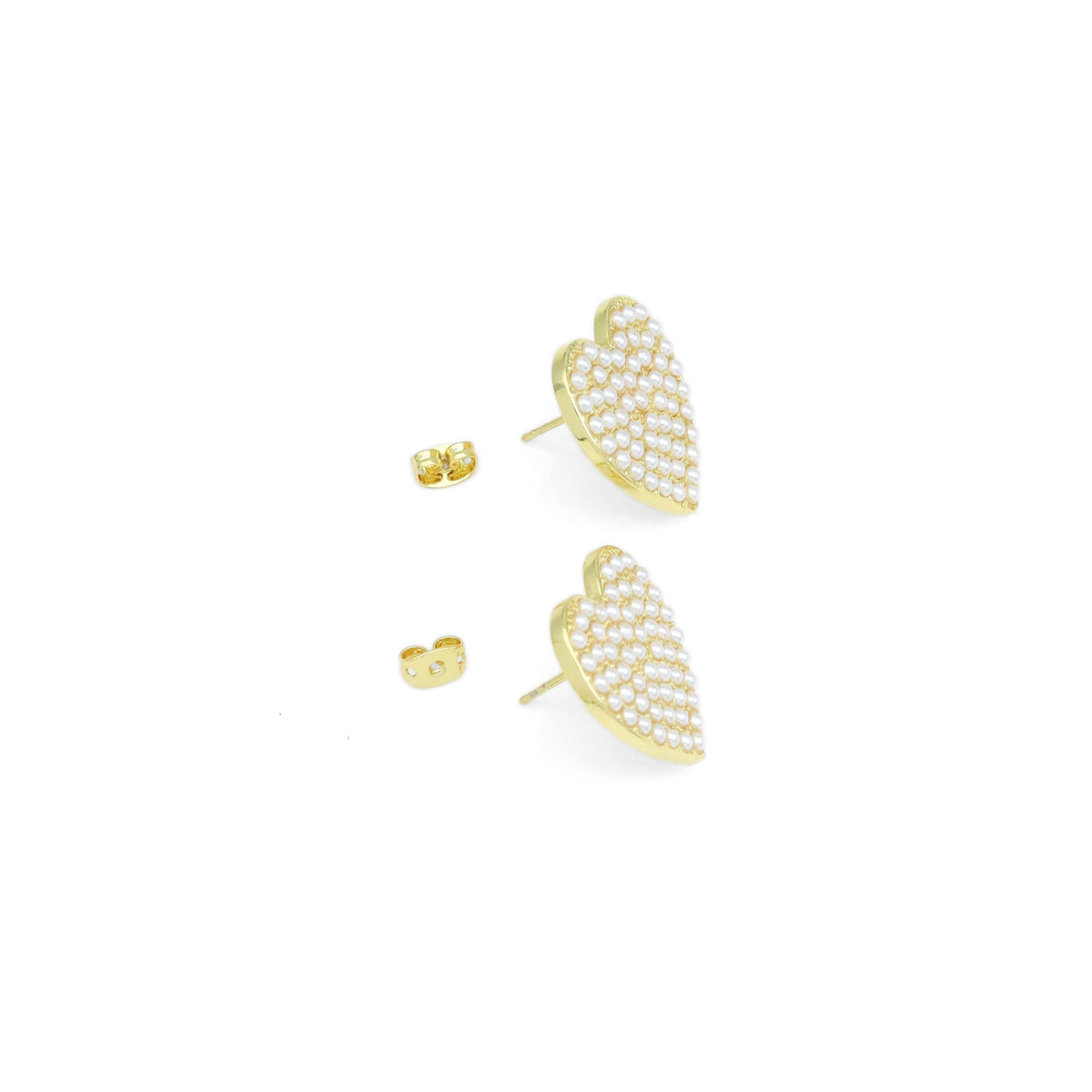 White Pearl Heart Earrings, Sku#LD611